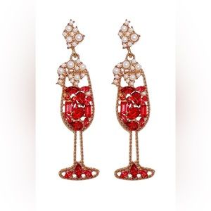 NEW Sparkling Red Wine Beaded Earrings